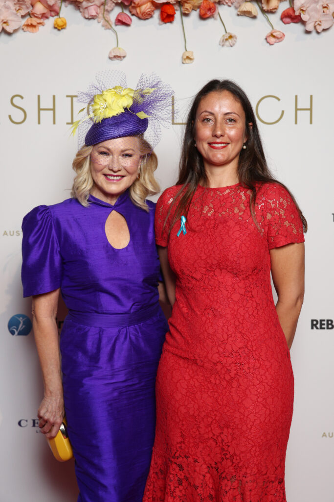 SYDNEY, AUSTRALIA - OCTOBER 06: Kerri-Anne Kennerley and Kathryn Borkovic pose during Everest Carnival Fashion Lunch at Royal Randwick Racecourse on October 06, 2022 in Sydney, Australia. (Photo by Don Arnold/Getty Images for ATC)