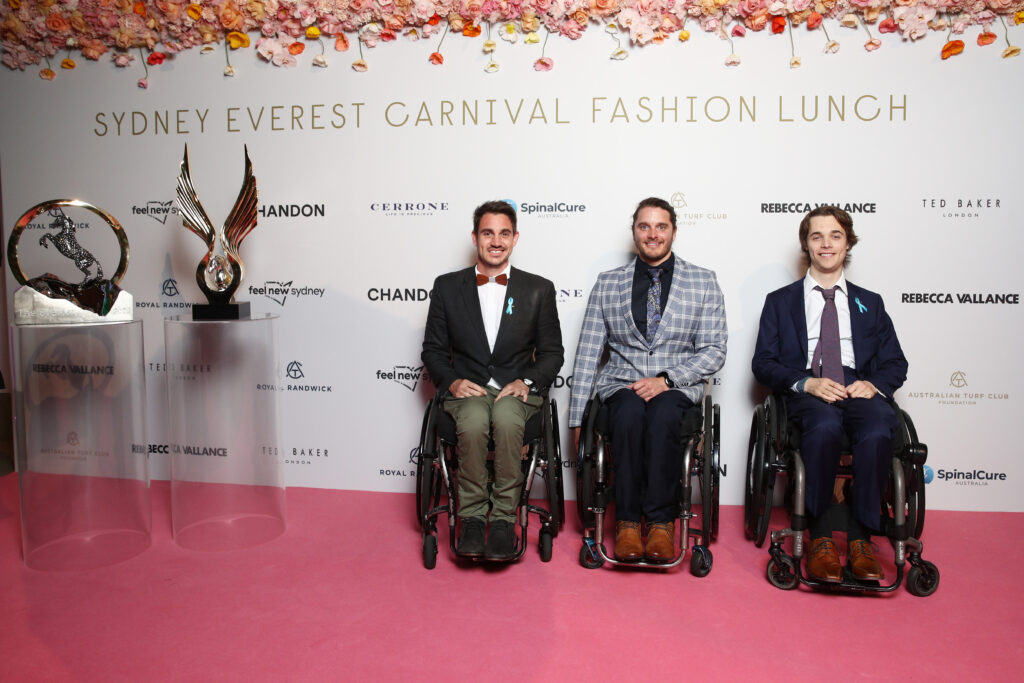 SYDNEY, AUSTRALIA - OCTOBER 06: Spinal Cure Ambassadors pose during Everest Carnival Fashion Lunch at Royal Randwick Racecourse on October 06, 2022 in Sydney, Australia. (Photo by Don Arnold/Getty Images for ATC)