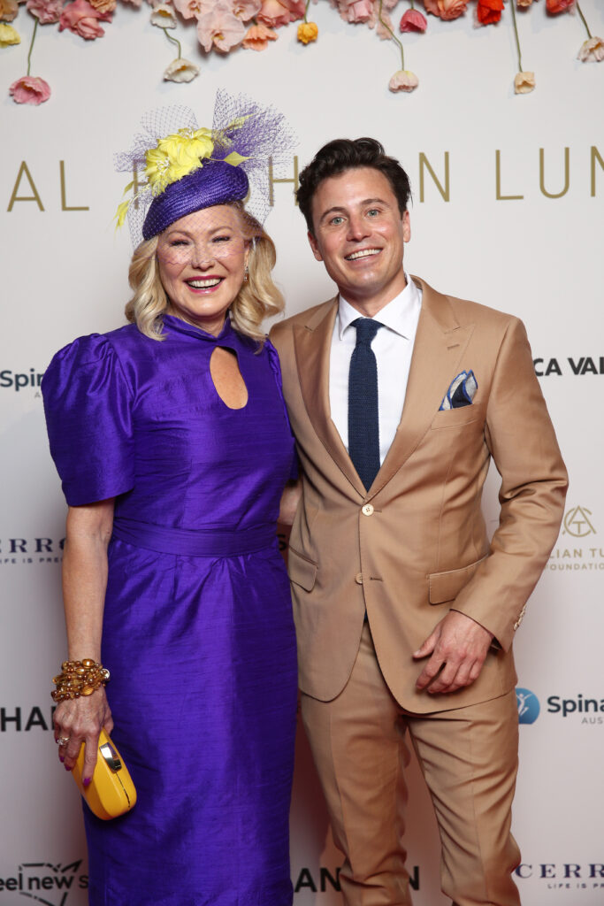 SYDNEY, AUSTRALIA - OCTOBER 06: Kerri-Anne Kennerley and James Tobin poseduring Everest Carnival Fashion Lunch at Royal Randwick Racecourse on October 06, 2022 in Sydney, Australia. (Photo by Don Arnold/Getty Images for ATC)