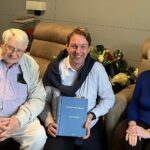 A Prof Marc Ruitenberg (centre) with Dr John and Mrs Joy Yeo