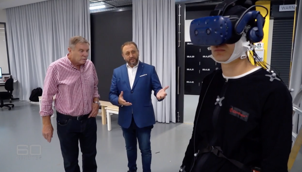 Bryce Vissel, Director of Neuroscience and Regenerative Medicine in the Faculty of Science at UTS talking to 60 Minutes reporter Charles Wooley. (Credit: 60 Minutes)