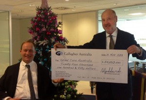 Gallagher cheque for spinal cord injury research